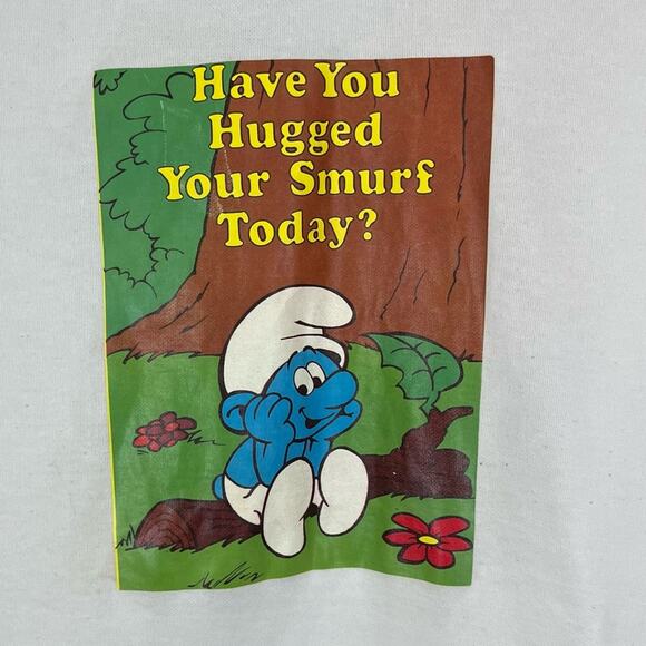 FAB-KNIT Vintage 80s Smurf V-Neck Jersey Tee Youth XL - Picture 2 of 7